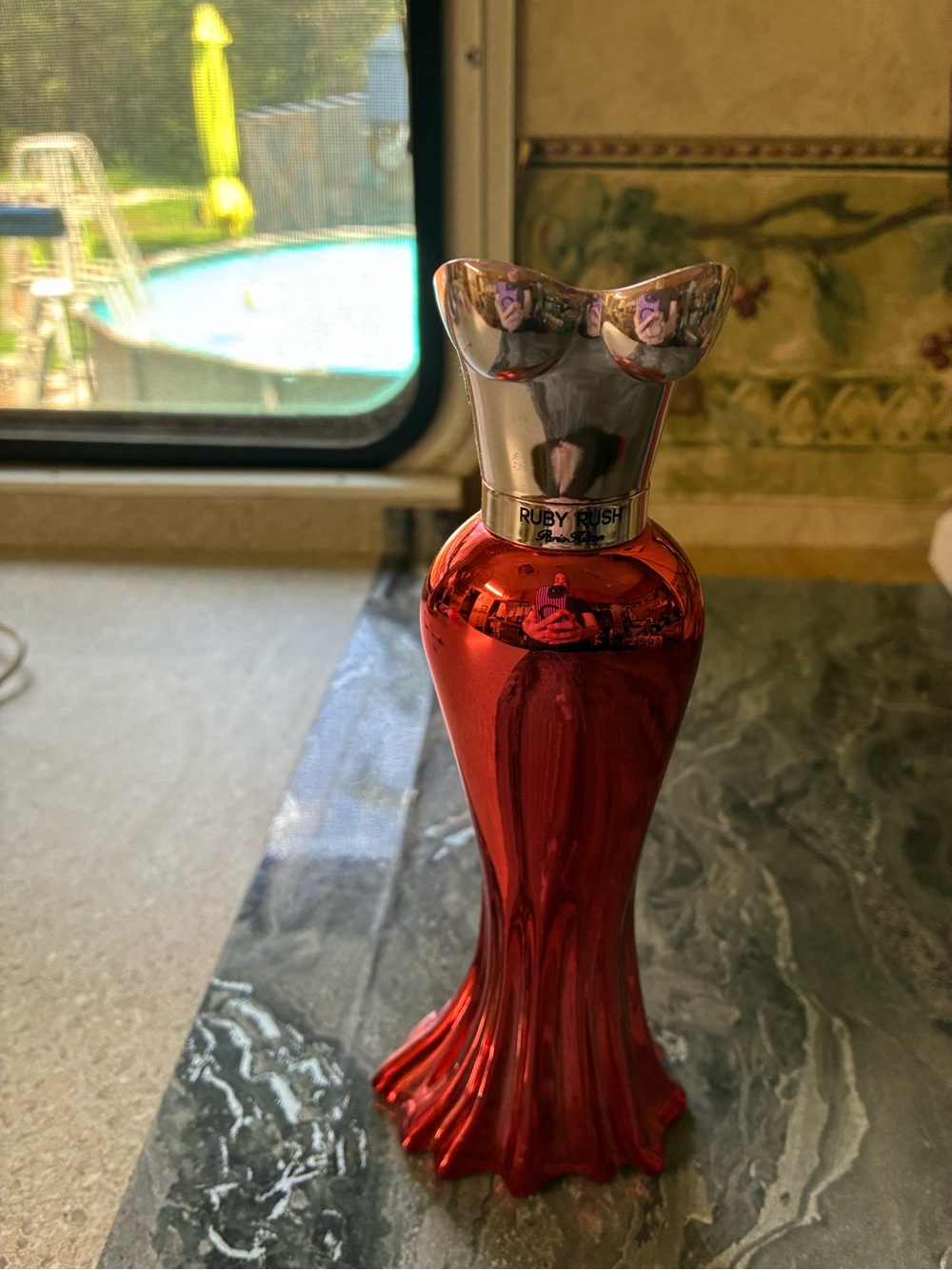 New Paris Hilton Ruby Rush Red & Silver Dress Bottle Perfume